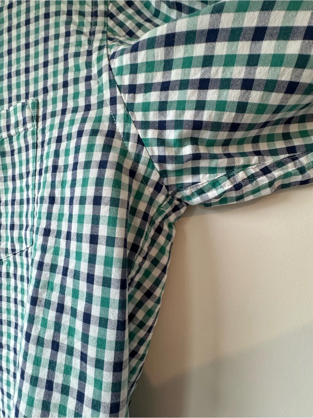 J.Crew Green Blue Gingham Checked Button Down Shirt Mens Large 100% Cotton